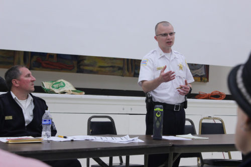 Rogers Park Police District Cmdr. Roberto Nieves addressed residents Tuesday in West Rogers Park.